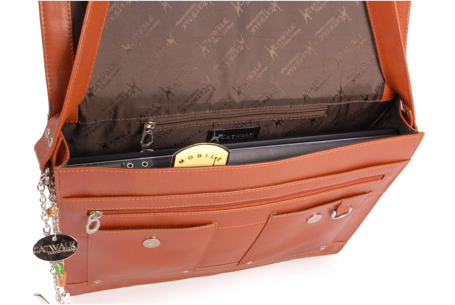 Catwalk Collection Handbags - Grande Borsa Messenger Pelle - Borsa a Tracolla per Laptop 15.6 Pollici - A4 Cartella Ufficio Donna - Apprentice