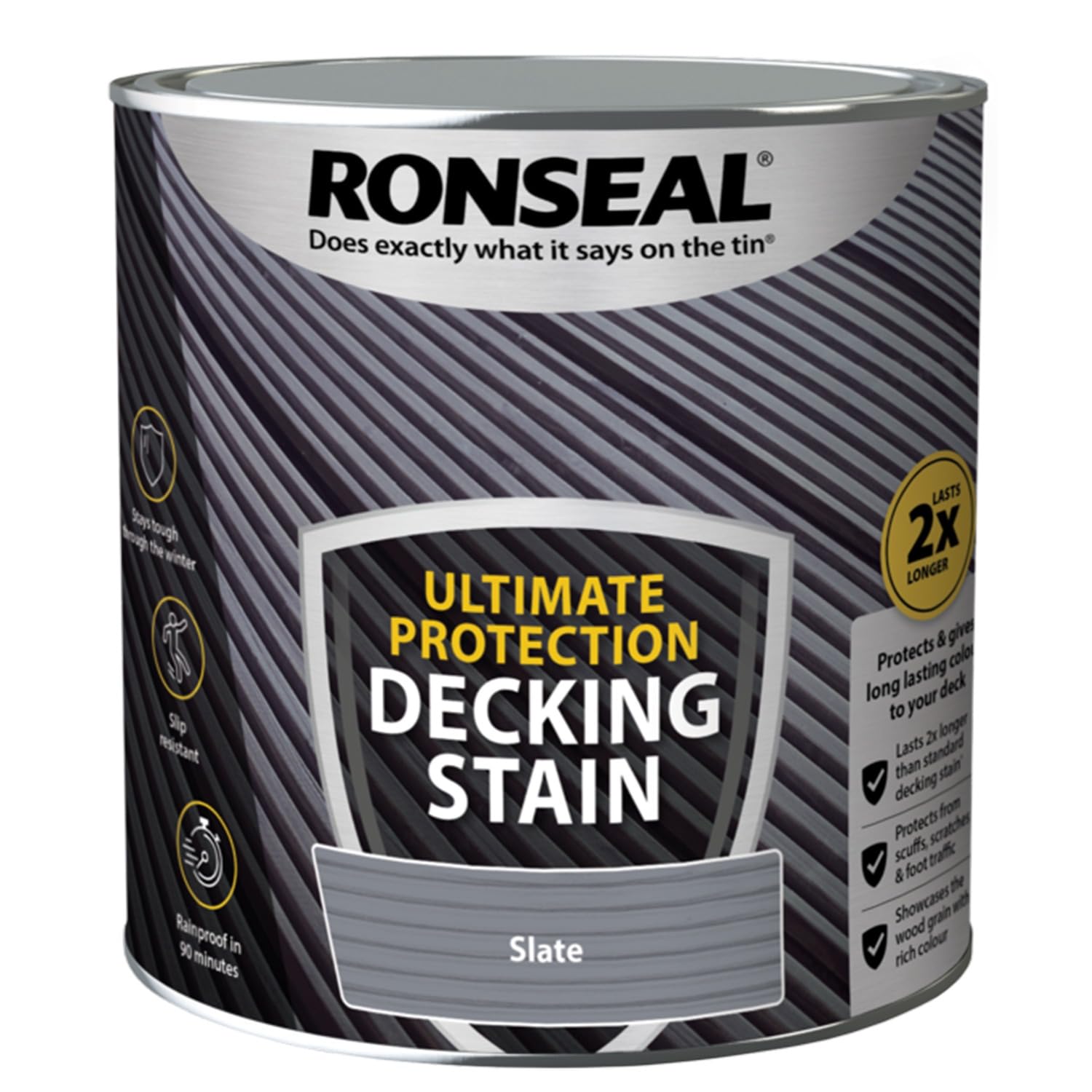 ARUUJ 2.5L Decking Stain Paint Ultimate Protection - Slip Resistant Rainproof Slate Paints for Hardwood Softwood Exterior Wood - Protects from Scuffs and Scratches Stays Tough in Winter (Slate)