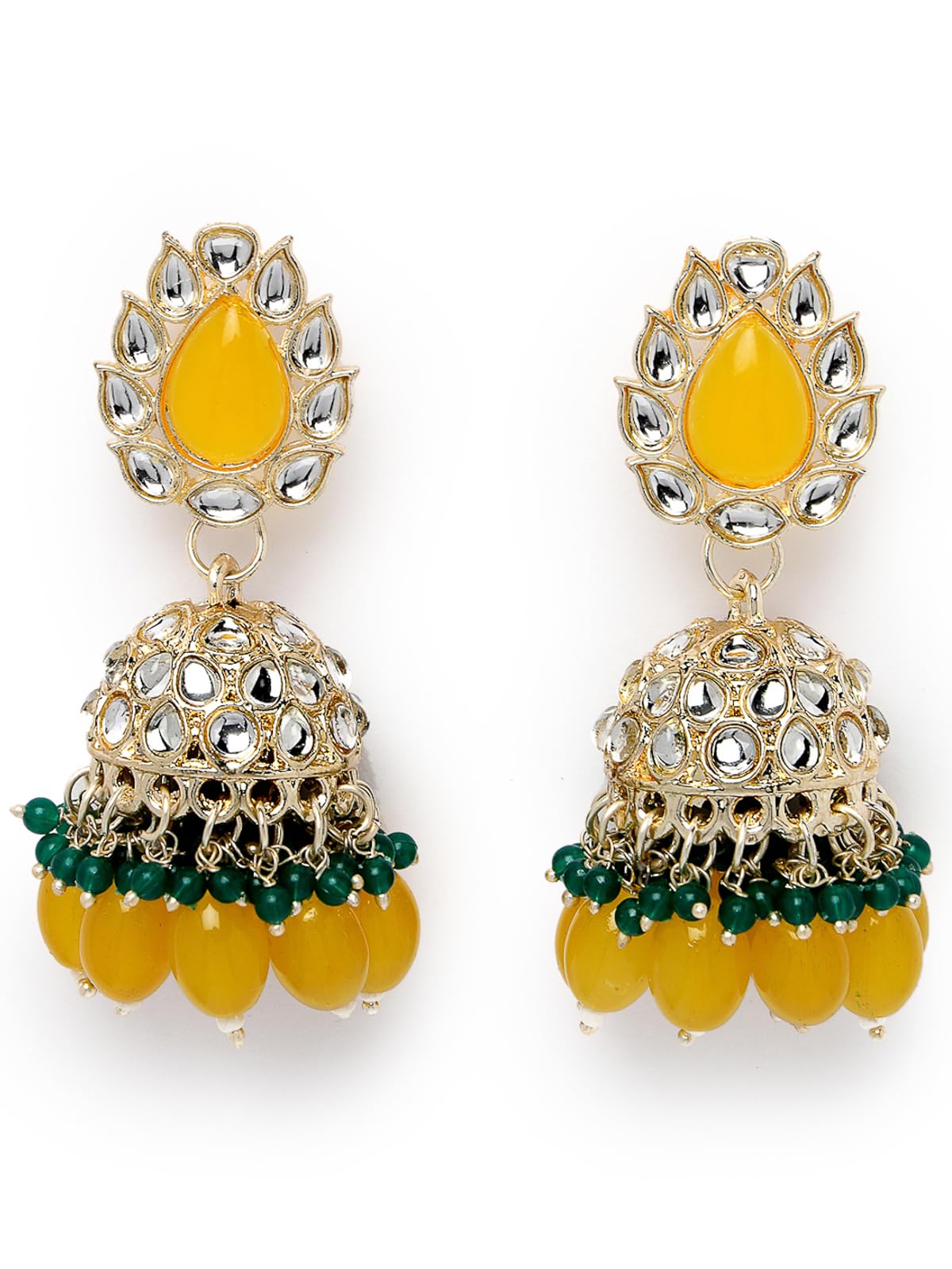 Studio Sukkhi Indian Traditional Gold Plated With Faux Beaded Yellow Green Kundan Jhumka/Jhumki Earrings For Women And Girls (E105764) (B0CPLYZK44) Amazon Price History, Amazon Price Tracker