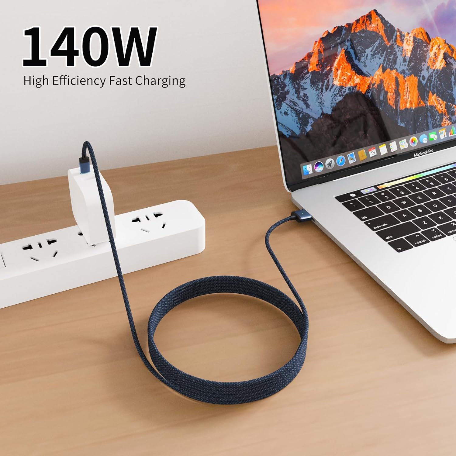 140w usb-c to magnetic 3 cable,2m/6.6ft compatible with magsafe charging cable for macbook air 2024 m3 13/15inch,macbook air 2023/2022 m2,pro 2023 m2 max & pro 14" 16",pro 2021 m1 & max 14" 16 blue