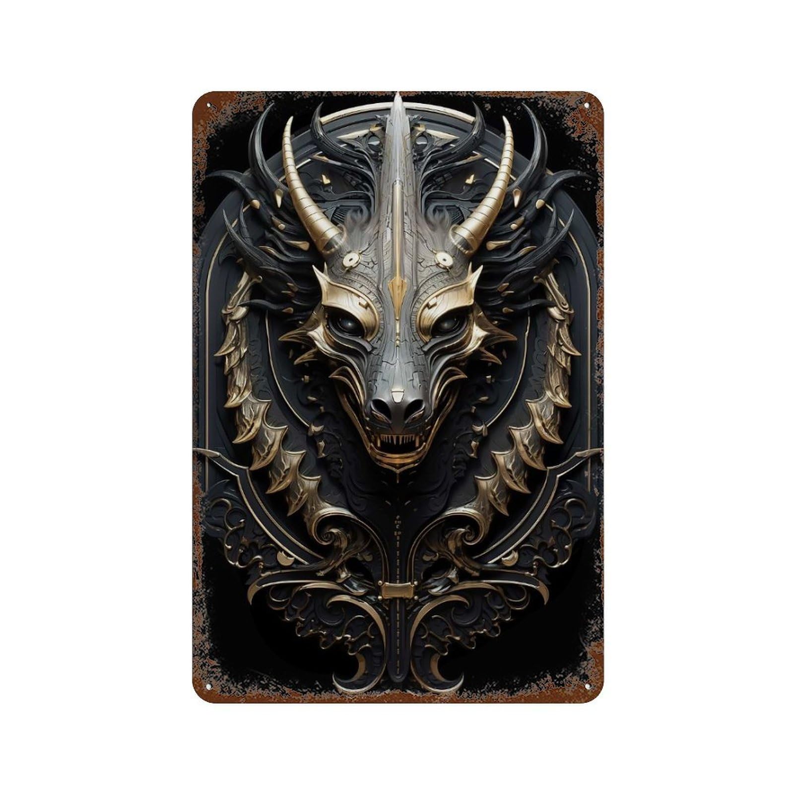 Regal Monarch Dragon Pride Distressed Metal Wall Sign 11.8"x7.9", Ideal for Patio, Garden Room And Bar Decor