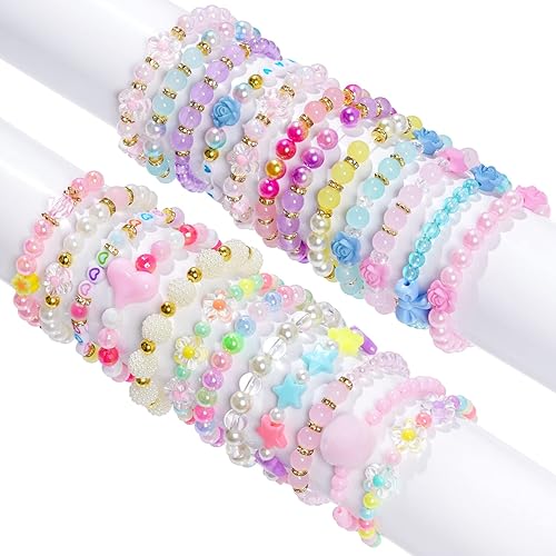 Miniatura 2 de Juego de 24 pulseras de princesa para niñas, pulseras de cuentas para niñas pequeñas, juego de joyas para fiestas de cumpleaños