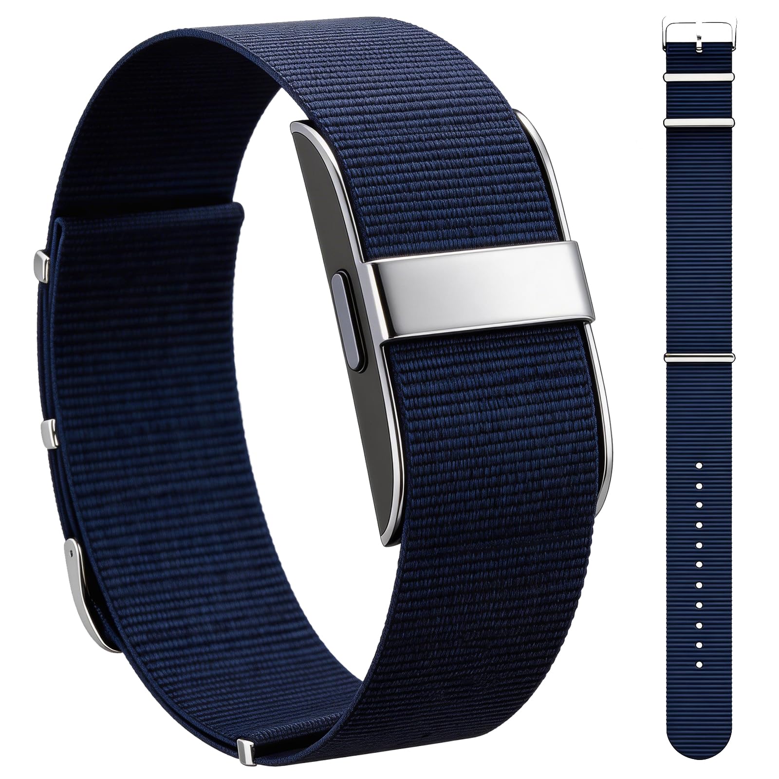 Hnisya Nylon Strap Compatible with Hume Band - Soft Breathable Fabric Replacement Strap for Hume Health Band - 24/7 Adjustable Sport Strap - Buckle in, dark blue, Standard, Fitness