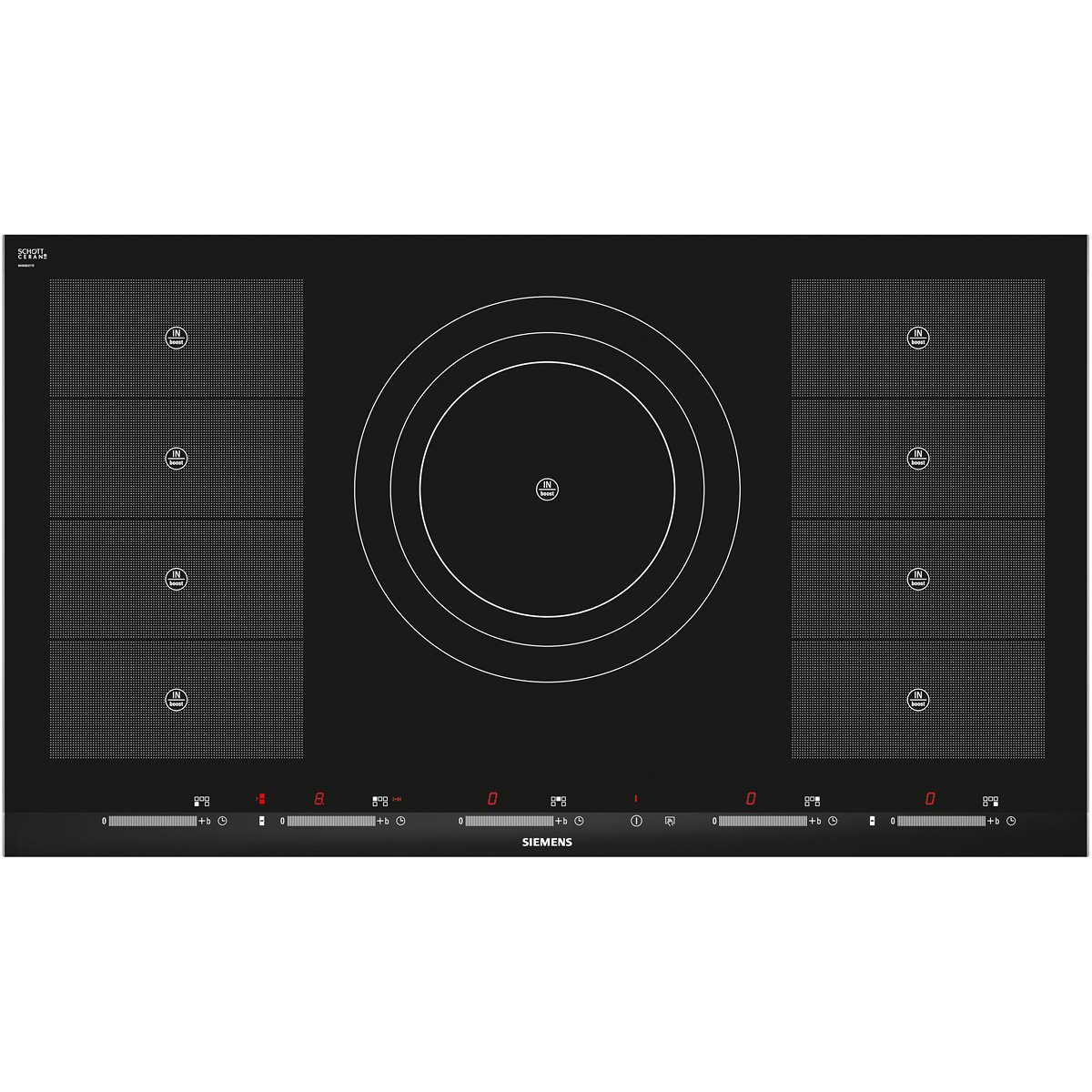 Siemens Plaque de cuisson électrique EH975SZ17E - En acier inoxydable - 91,2 cm - Technologie à induction innovante pour une cuisson plus rapide, plus propre et plus sûre - Noir