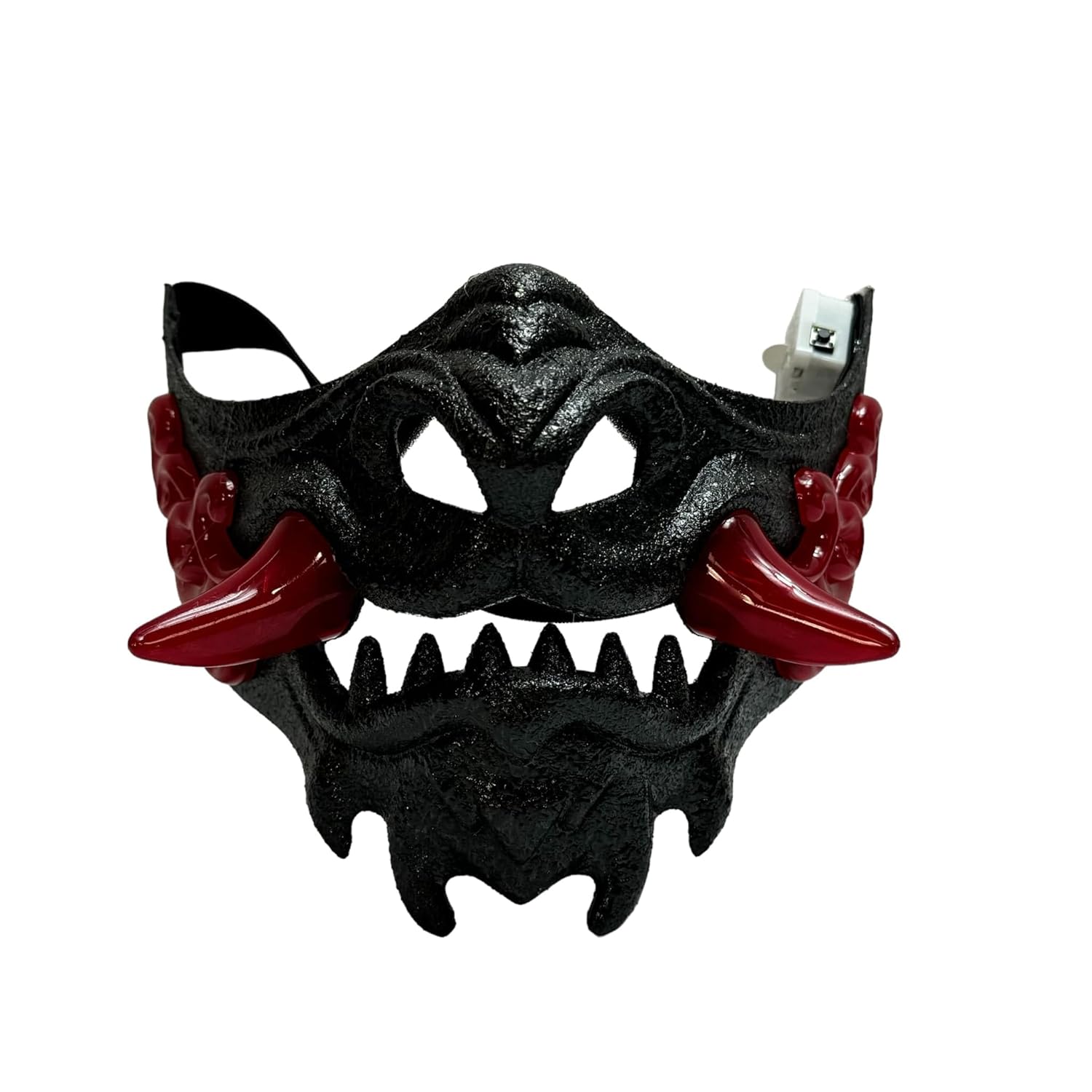 Japanese Monster Hannya Mask Guardian Lion Demon Oni Samurai Half Face Shield Black Light Up Mask White Light