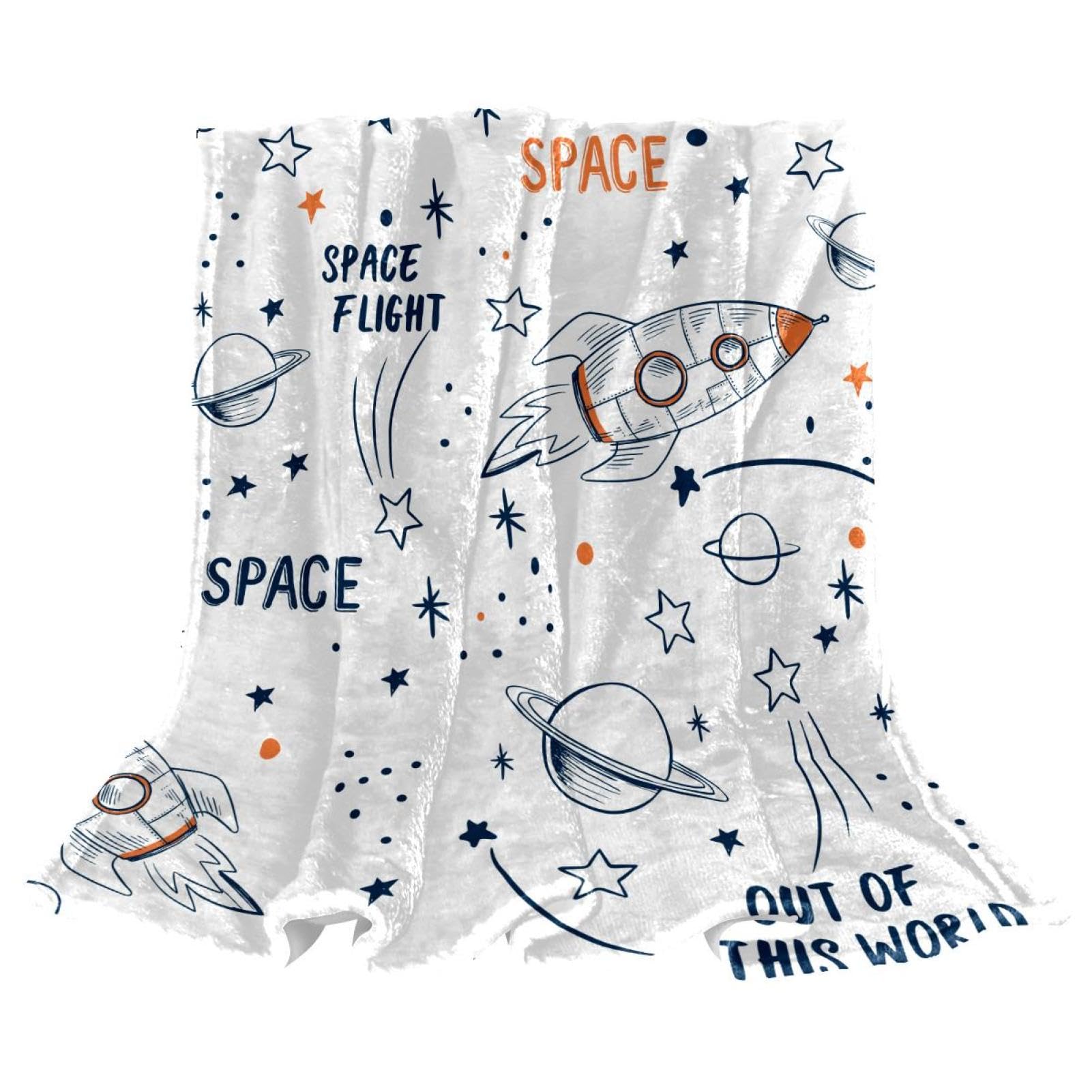 Couverture polaire fusées de l'espace plaid microfibre chaud grand jeté de canapé 150x200