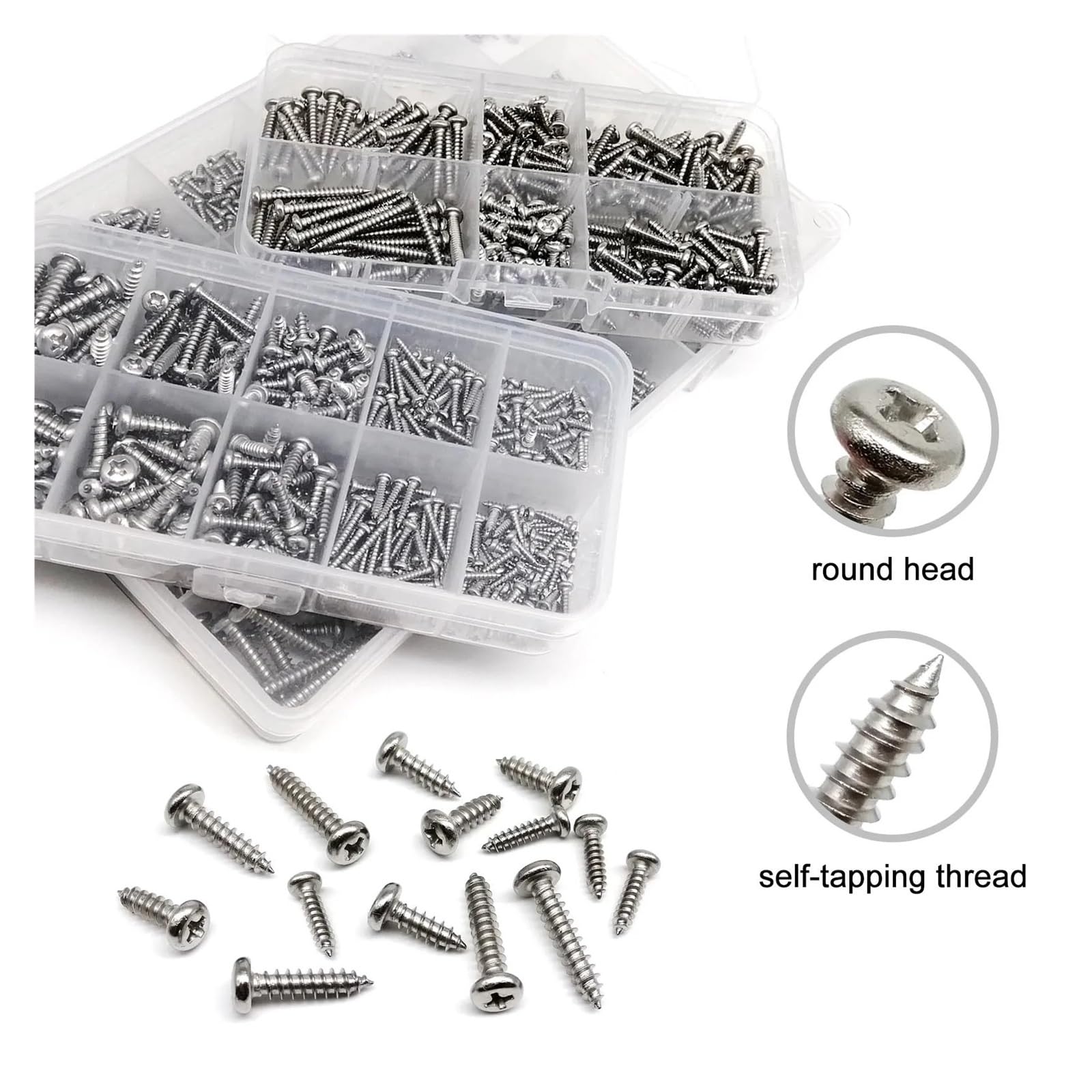 Kit De Mini Tornillos Autorroscantes Phillips Pan Head 304, Surtido De Tornillos for Madera De Acero Inoxidable M1.2-M4(Set F M3 250pcs)