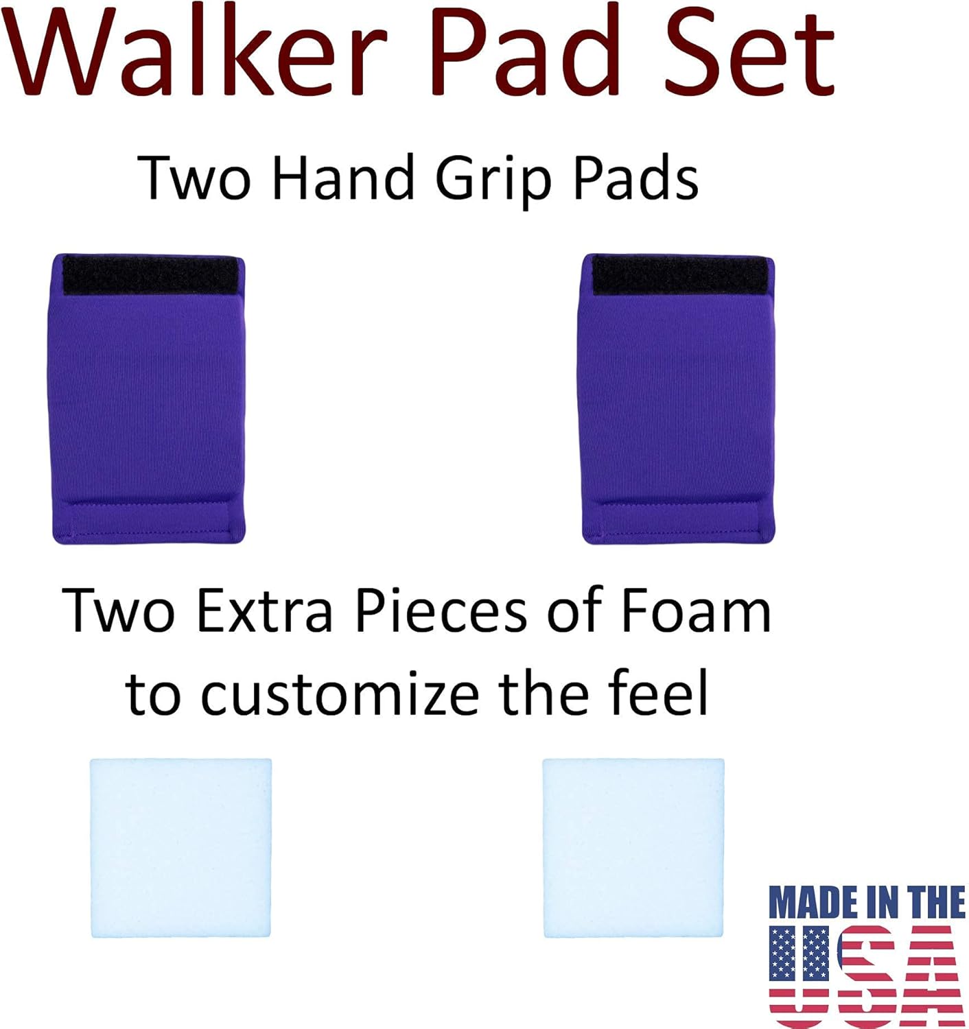 Crutcheze Purple Walker Pad and Cane Holder Set - Comfort & Convenience Walker Accessories - USA Made Padded Hand Grip Covers & Holder to Attach Your Cane to a Walker : Health & Household