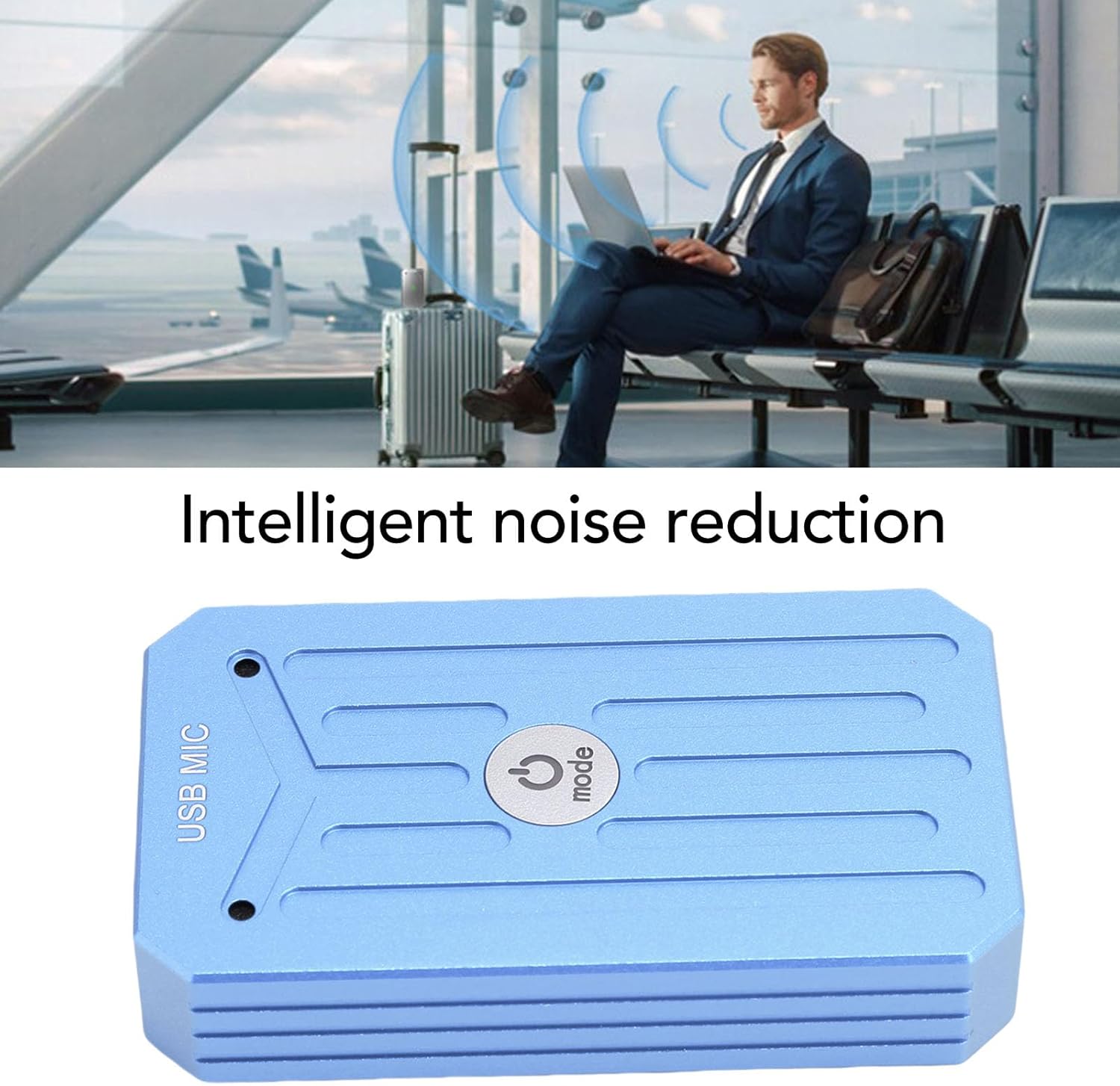 USB Microphone, 2CH Dual Channel Microphone 2 Channel Mic with Pickup Distance 360° Omnidirectional Noise Canceling Chip for Laptop Desktop Computer Video Calls (Royal Blue)