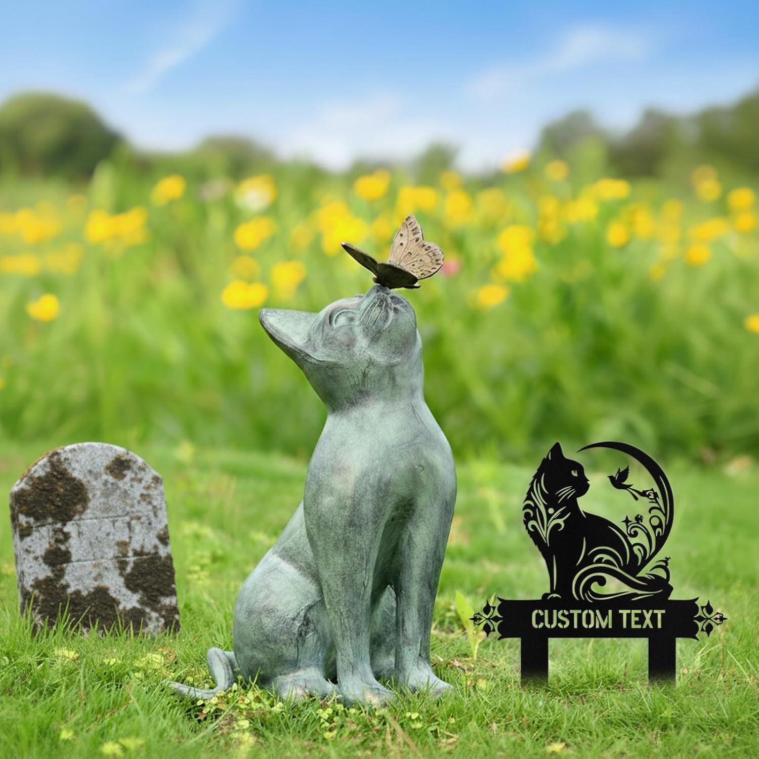 Custom Cat Grave Marker Stake Outdoor, Personalized Metal Cat Memorial Grave Stake with Name and Year, Outdoor Weatherproof Personalized Cats Graves Memorial Plaque - Image 9