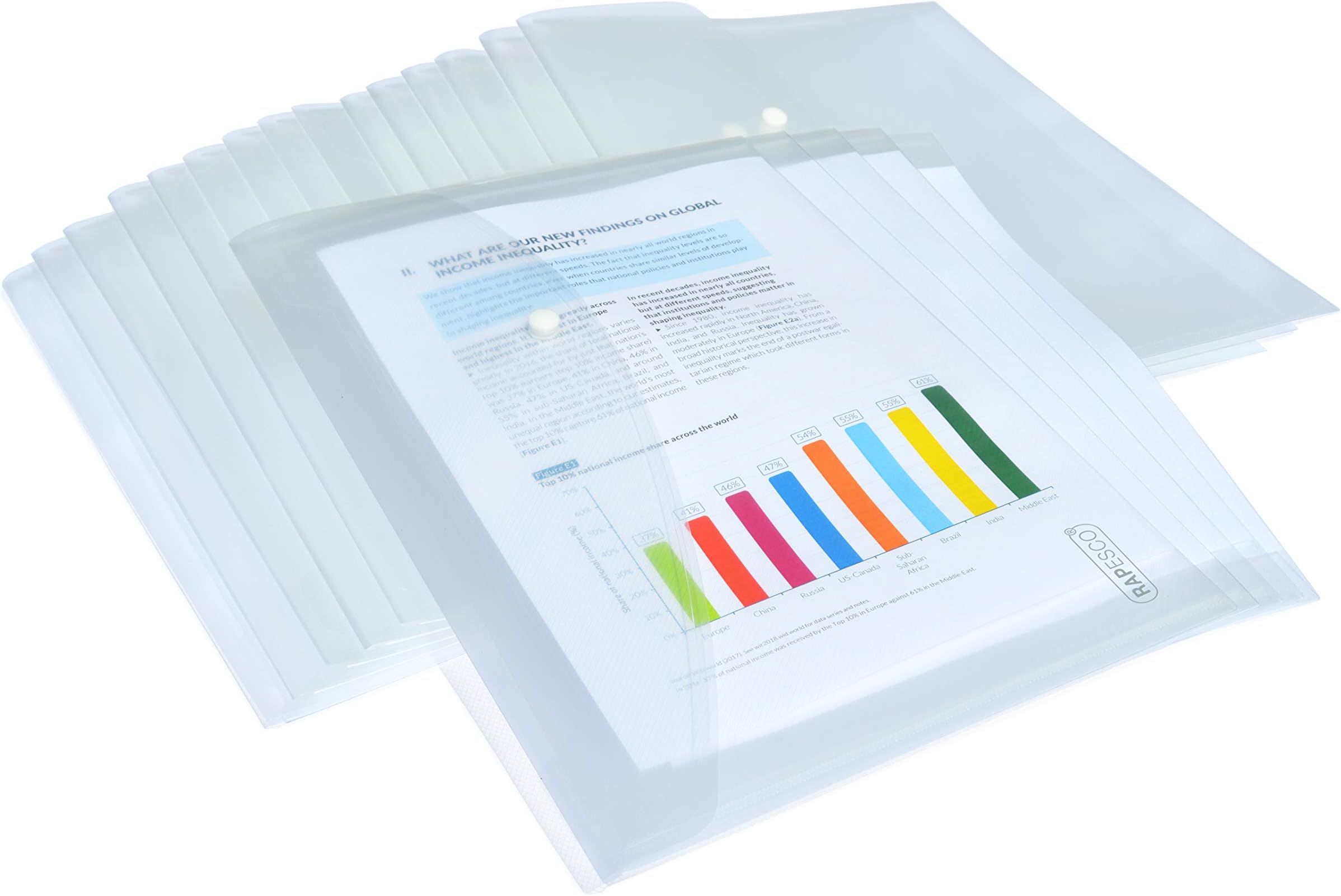 1497 ECO Recycled Popper Wallets, A4+, Clear Transparent, Pack of 50