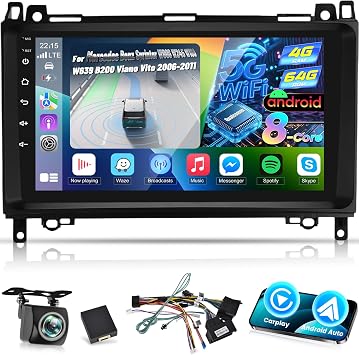 Qualcomm 8-Core Android Radio for Mercedes Benz Sprinter W906 W245 W169 W639 B200 Viano Vito, 4+64GB 9 IPS Screen Sprinter Radio - 3D Car Model UI, Cooling Fan, CarPlay/Android Auto, DSP Hi-Res