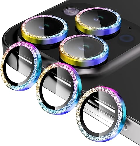 Miniatura 150 de Paquete de 3 x 2 protectores de lente de cámara Jeluse para iPhone 14 Pro Max para iPhone 14 Pro, cubierta protectora de pantalla de vidrio templado