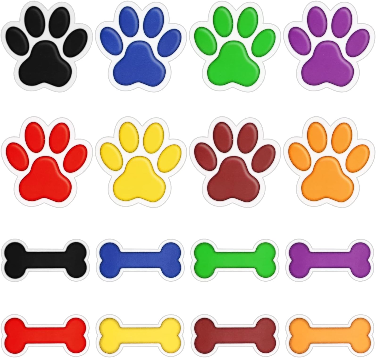 72 Pcs Paw Print Cutouts Dog Bone Colorful Paw Prints Cutouts Bone Mini Accents Claw Print Party Supplies for Educational Learning Activities Black Board Office Dog Theme Party Decor, 8 Colors