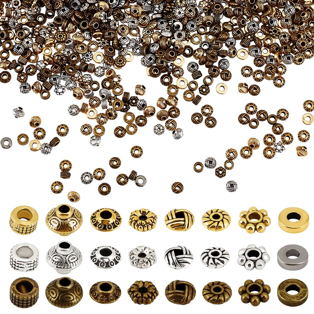Perles tibétaines en alliage de métal argenté pour la finition de bijoux haut de gamme