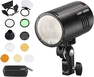 GODOX AD100Pro Pocket Flash Light OLED Screen 5800K 1/8000s Sync TTL/Multi/M Flash Built-in 2.4G Wireless X System 5 Groups 32 Channels with Godox AK-R1 Pocket Flash Light Accessories Kit