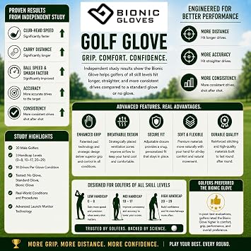 Bionic Men's StableGrip 2.0 Golf Glove Made from Premium Cabretta Leather