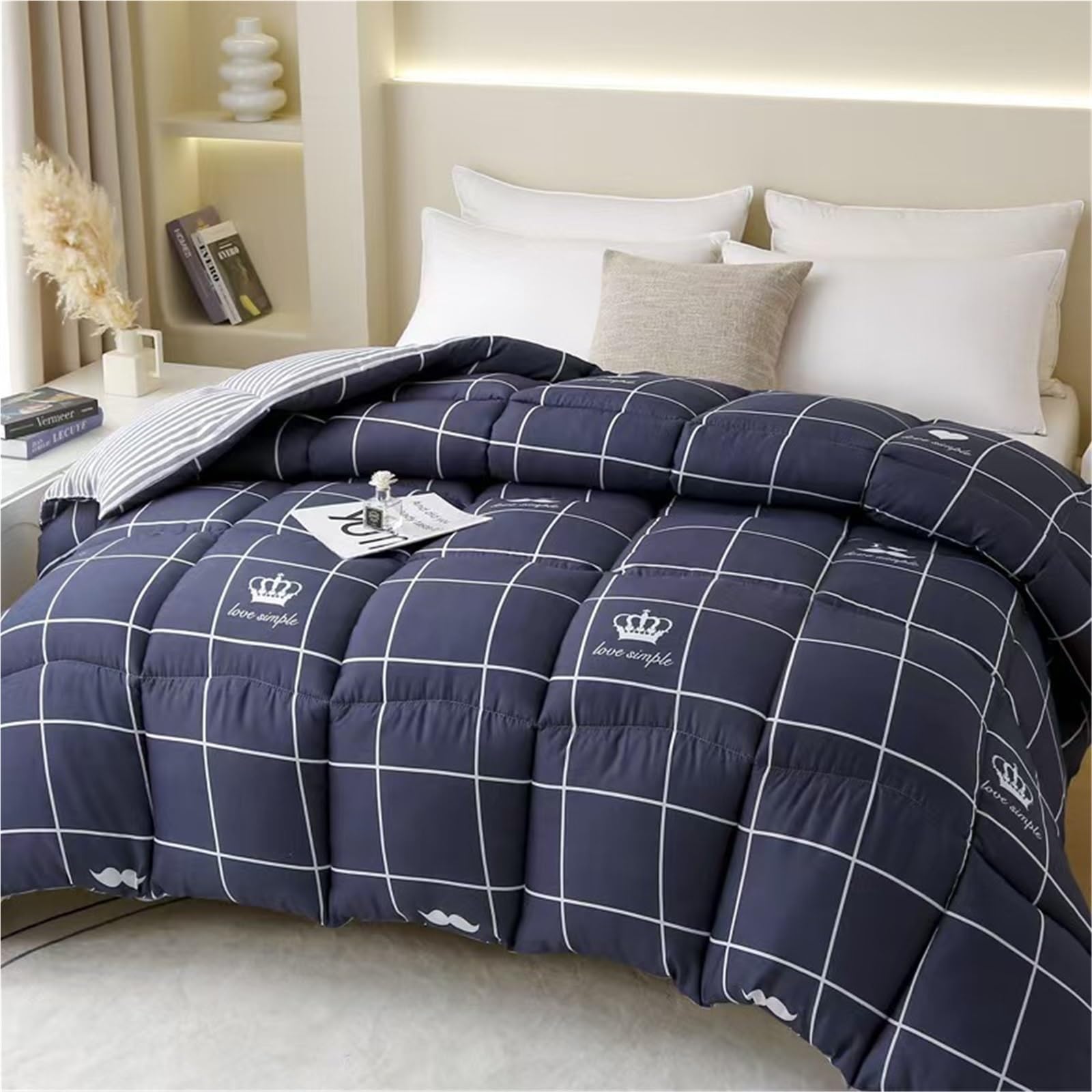 LLiuvcc Quilt Winter Thick Models Double Quilt ，Warm Thickened Breathable Cotton Fluffy Supers Soft，Suitable for Cold Weather(Color2,200x230CM(4KG))