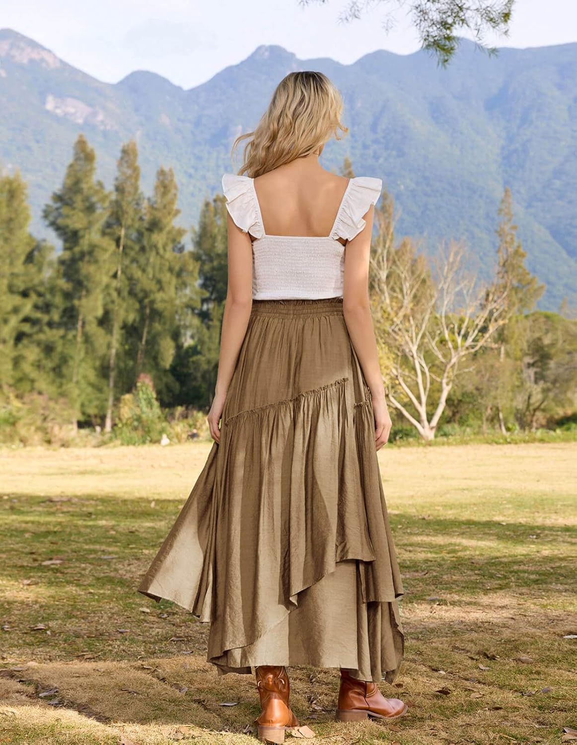 Scarlet Darkness Long Skirts for Women Renaissance Costume Pirate Maxi Skirt Plus Size with Pockets - Image 4