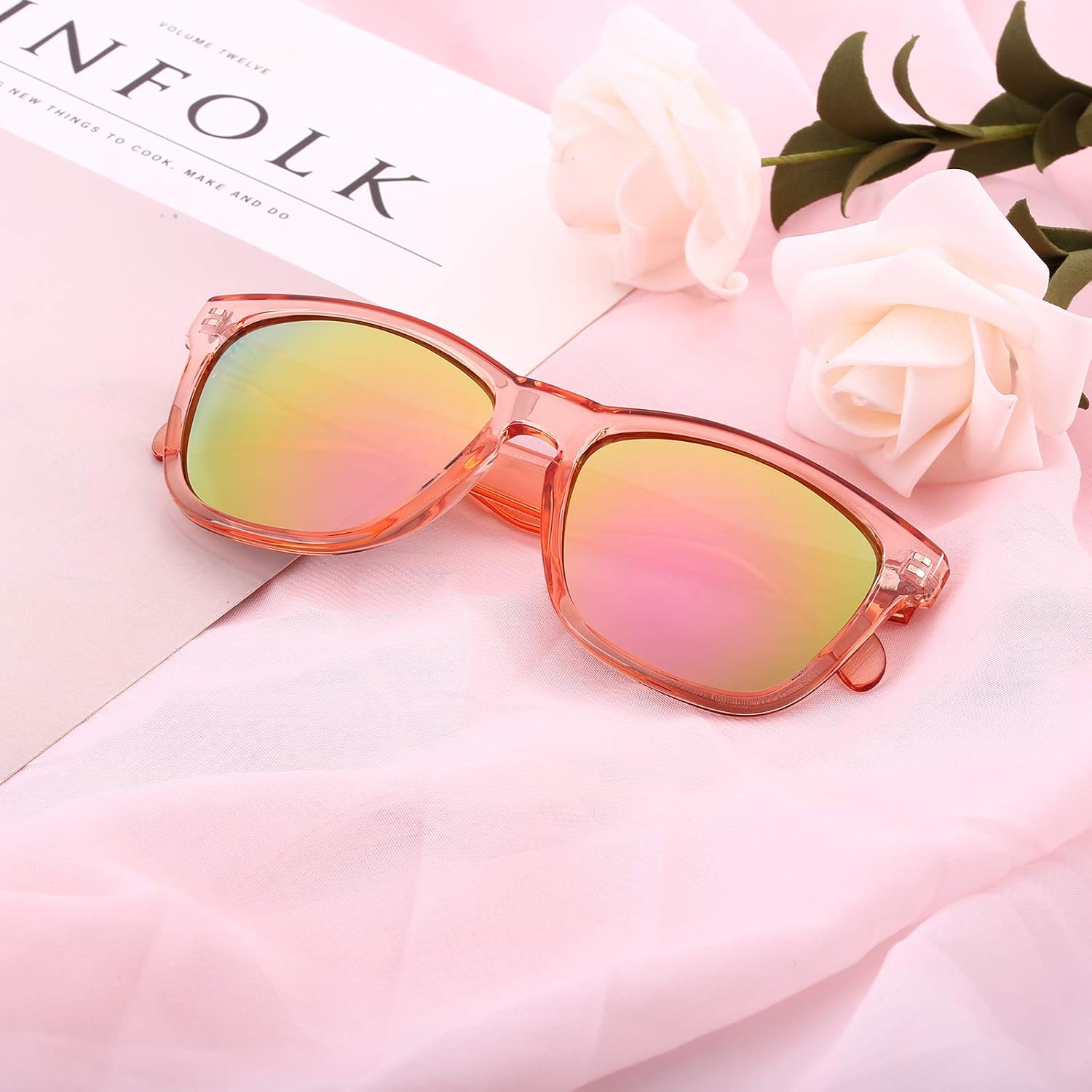 COLOSSEIN Sunglasses Womens,Classic Square Frame UV400 Mirrored Lens,Sunglasses Fit For Beach,Vacation,Driving - Image 5