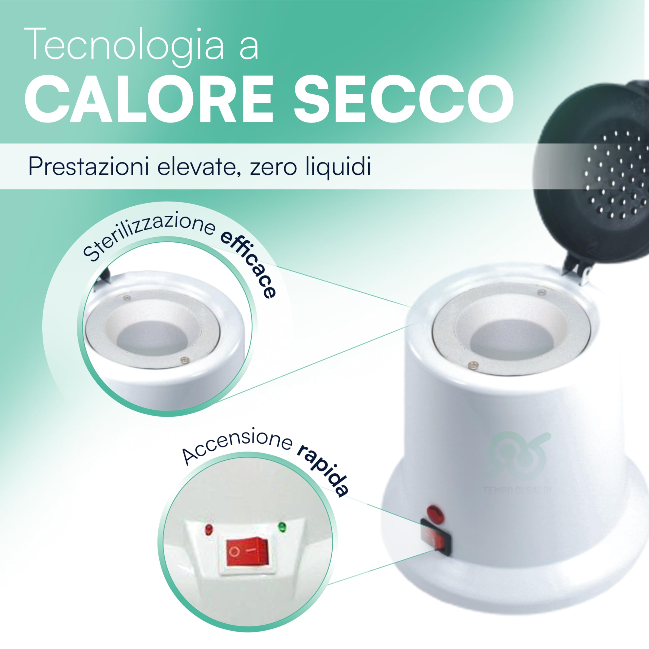 Tempo di Saldi Sterilizzatore Estetica Professionale al Quarzo per Attrezzi Unghie e Ferri - Autoclave a Secco a Caldo con Sfere Incluse, Riscaldamento Rapido 100W per Estetista e Parrucchiere