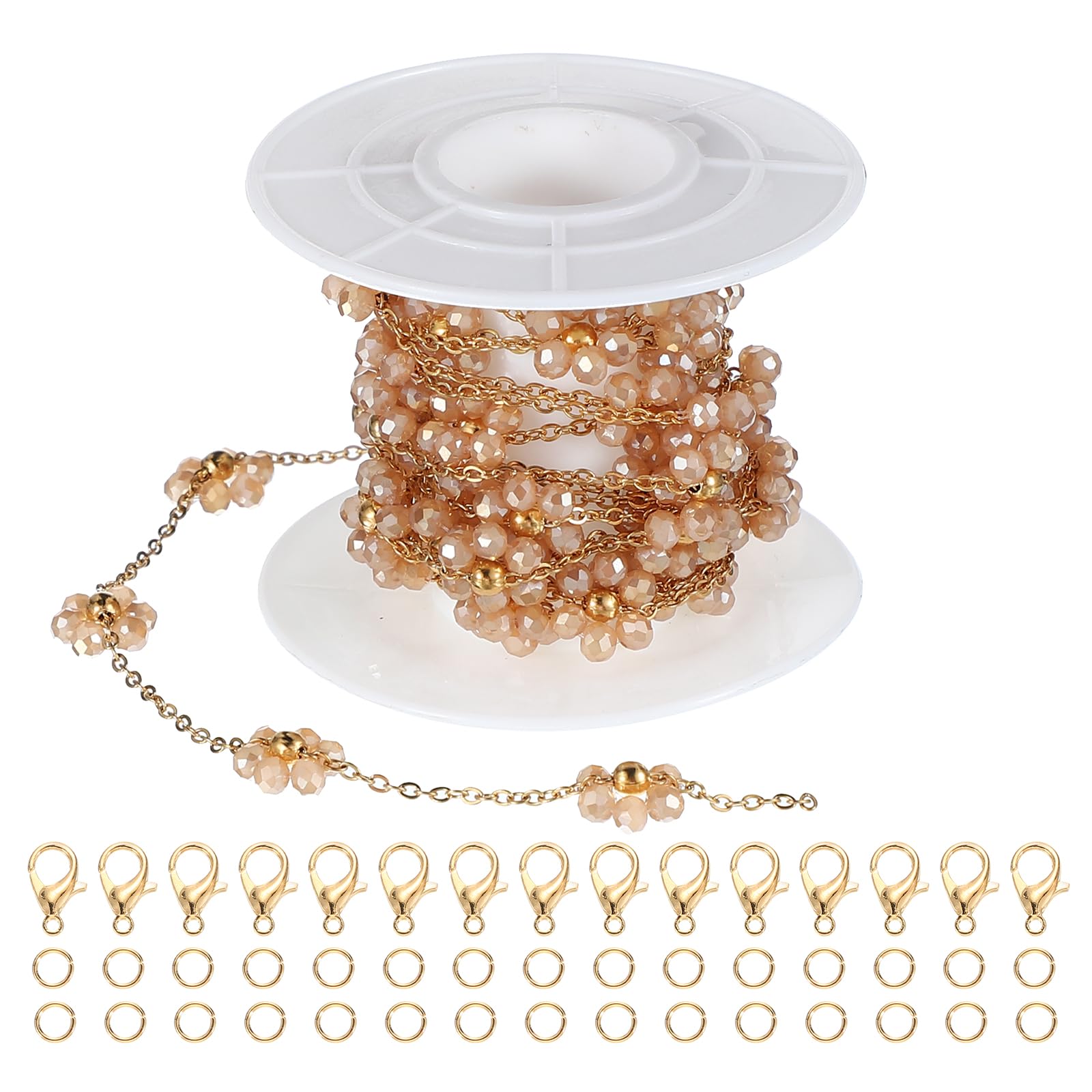 Chaîne cristal fleur en acier inoxydable anti-ternissement pour création bijoux