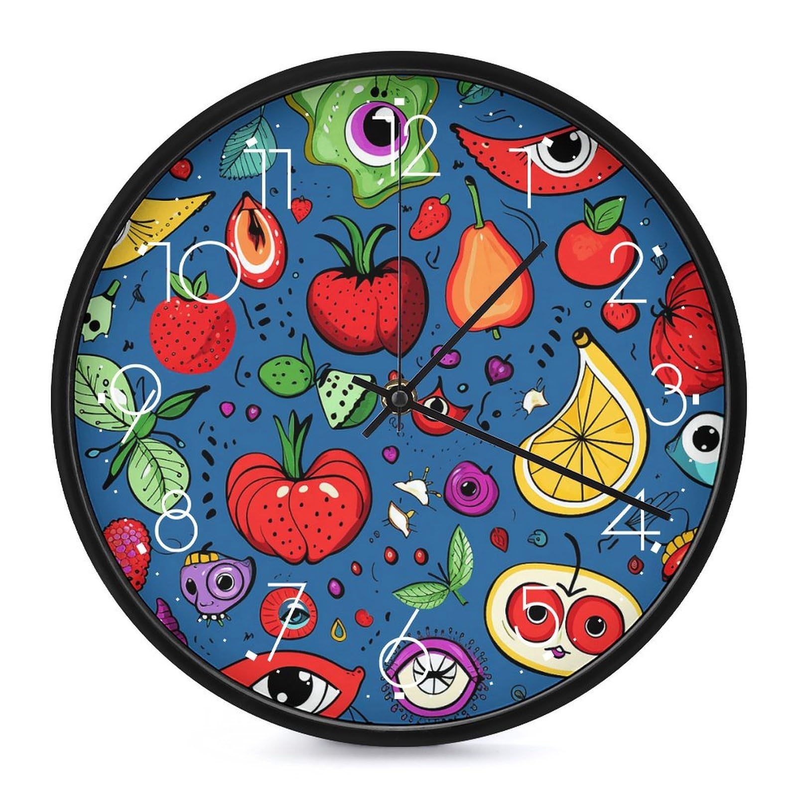 Adfgyerh White-Style Shining Eyes Doodle Clock，9.8 Inch Battery Operated Wall Clock Classic Simple, Decorative Wall Clock.analog Clock For Kitchen Office Bathroom Bedroom.