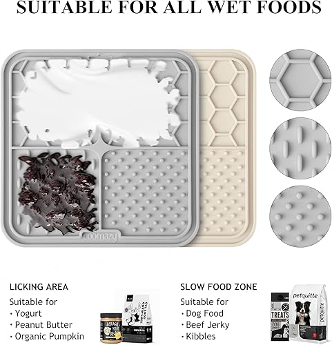 Miniatura 3 de Coomazy Paquete de 2 alfombrillas para lamer cachorros de gato, alimentador lento y diseño antideslizante, reductor de aburrimiento y ansiedad,
