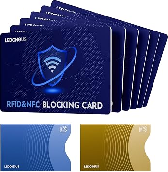 RFID Blocking Cards 6 Pack | Anti-Theft Contactless NFC Protection for Debit Credit Cards & Wallet | Slim & Durable Perfectly fits in Wallet | 2 RFID Sleeves Included | Blue