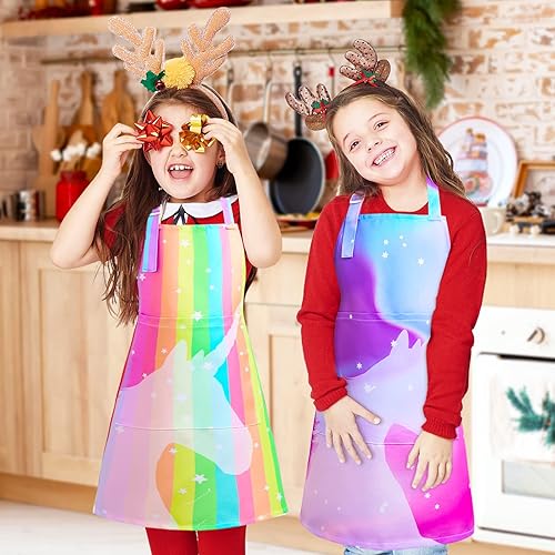 Miniatura 2 de Delantales para niños Niñas Rainbow Unicorn Delantal Niños Kichen Chef Delantales Smock