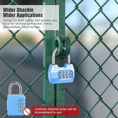 Miniatura 6 de 1 Paquete disecu Candado de Combinación de 4 Dígitos, Impermeable para Exteriores, para Casillero de Gimnasio Escolar, Cerca, Portón, Cobertizo,