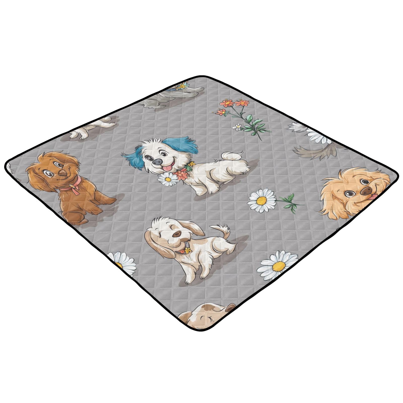Kigai Cute Dogs Baby Play Mat for Floor and Playpen 50x50 inch Non-Slip Baby Activity Playmat Waterproof Foldable Crawling Mat for Infants Toddlers