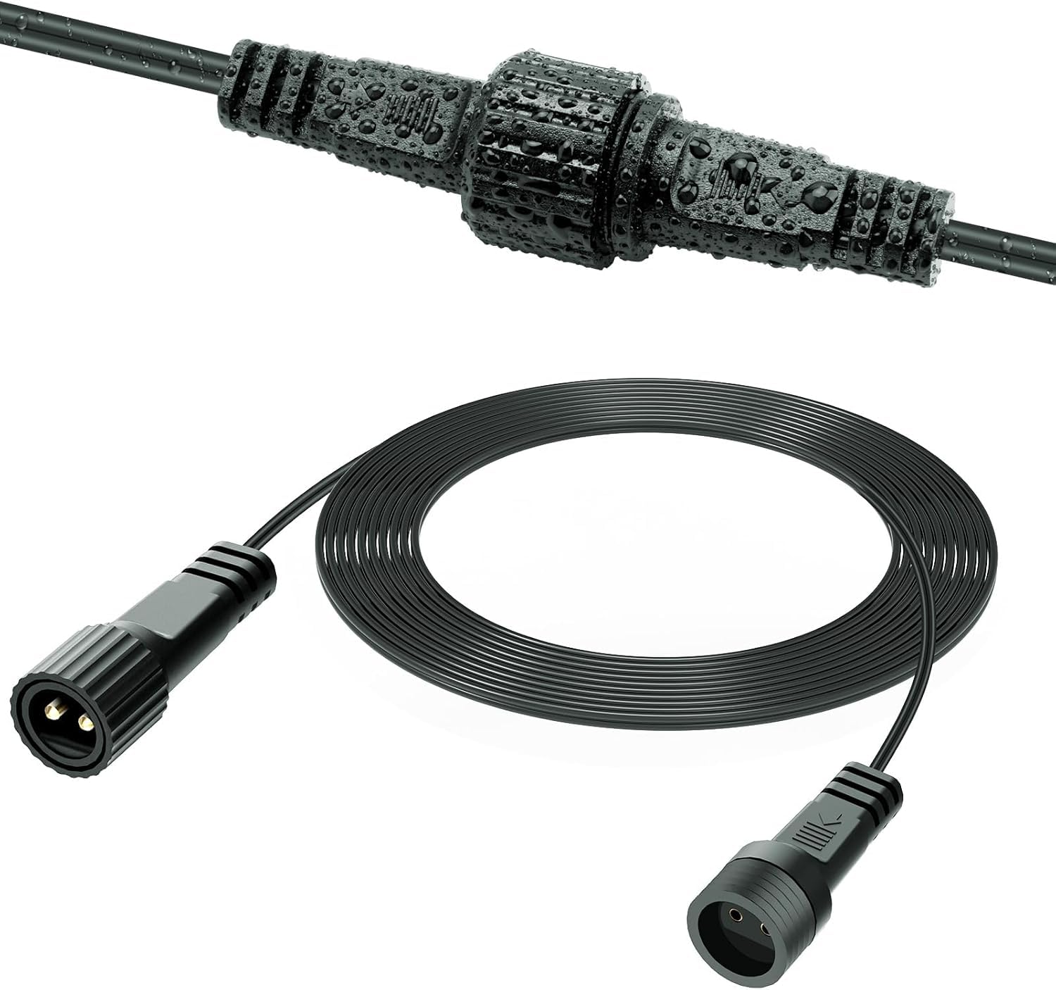10M Extension Cable, 32.8Ft 2 Pin LED Connector IP65 Waterproof Extension Lead Cord for G40 Globe Lights, Outdoor Festoon Lights, Icicle Fairy Lights, Net Lights, Christmas String Lights