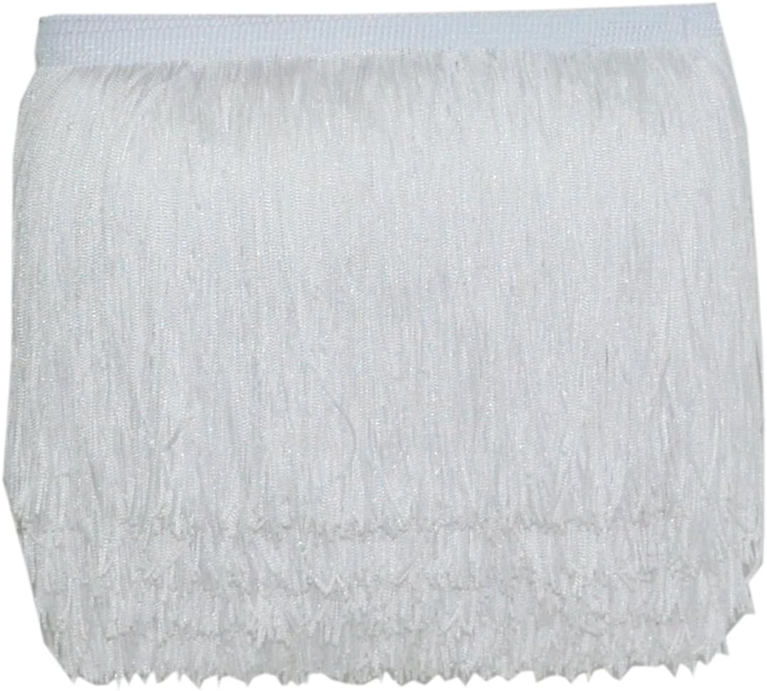 10Yard/Lot 15CM Long Lace Trim Color Polyester Tassel Fringe Trimming for DIY Latin Dress Stage Clothes Accessories (Royel Blue) (White)