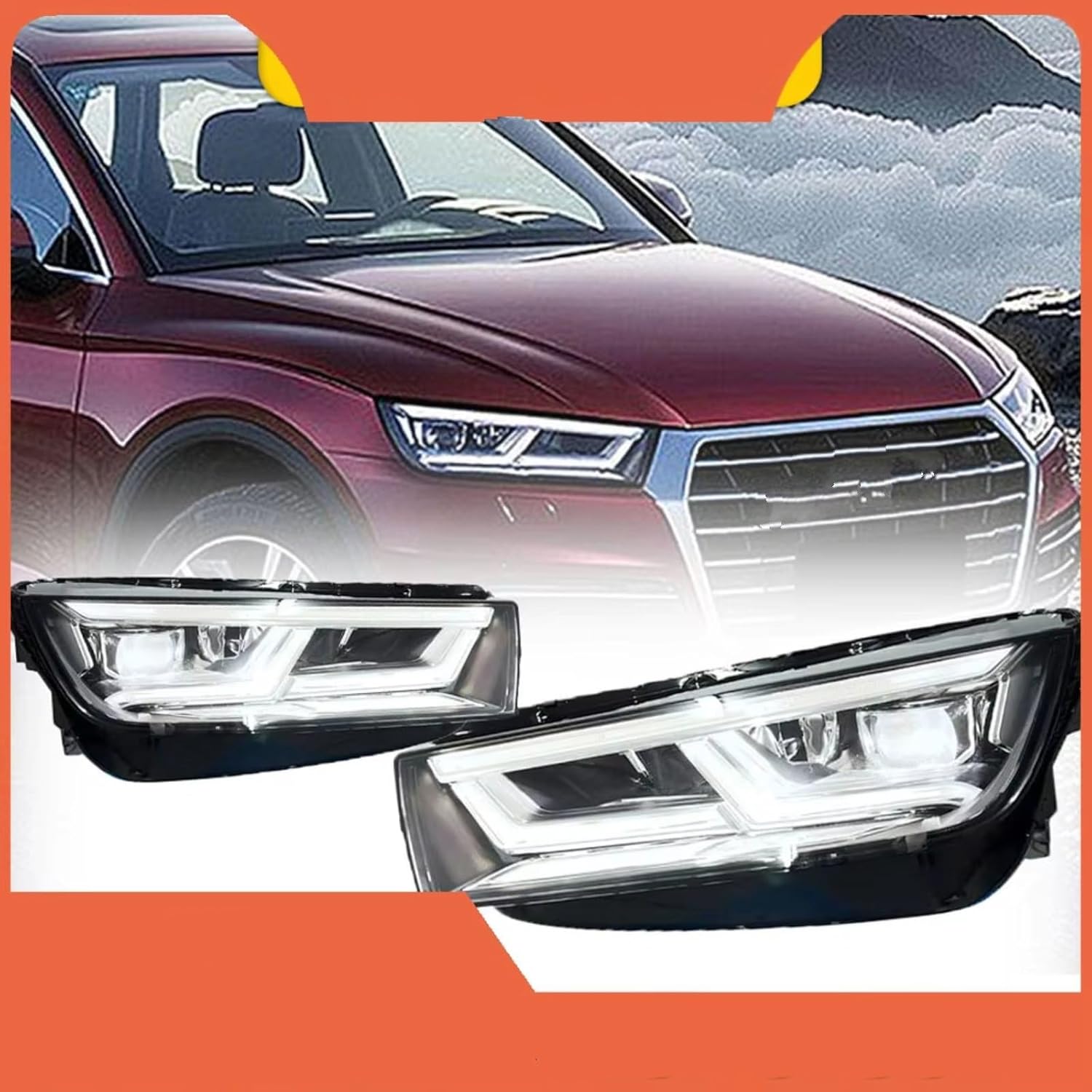 Car Dynamic Headlights Compatible with Q5 2018 2019 2020 Auto Headlight Assembly Design Signal Lamp Accessories Automobile Component Replacement Modification