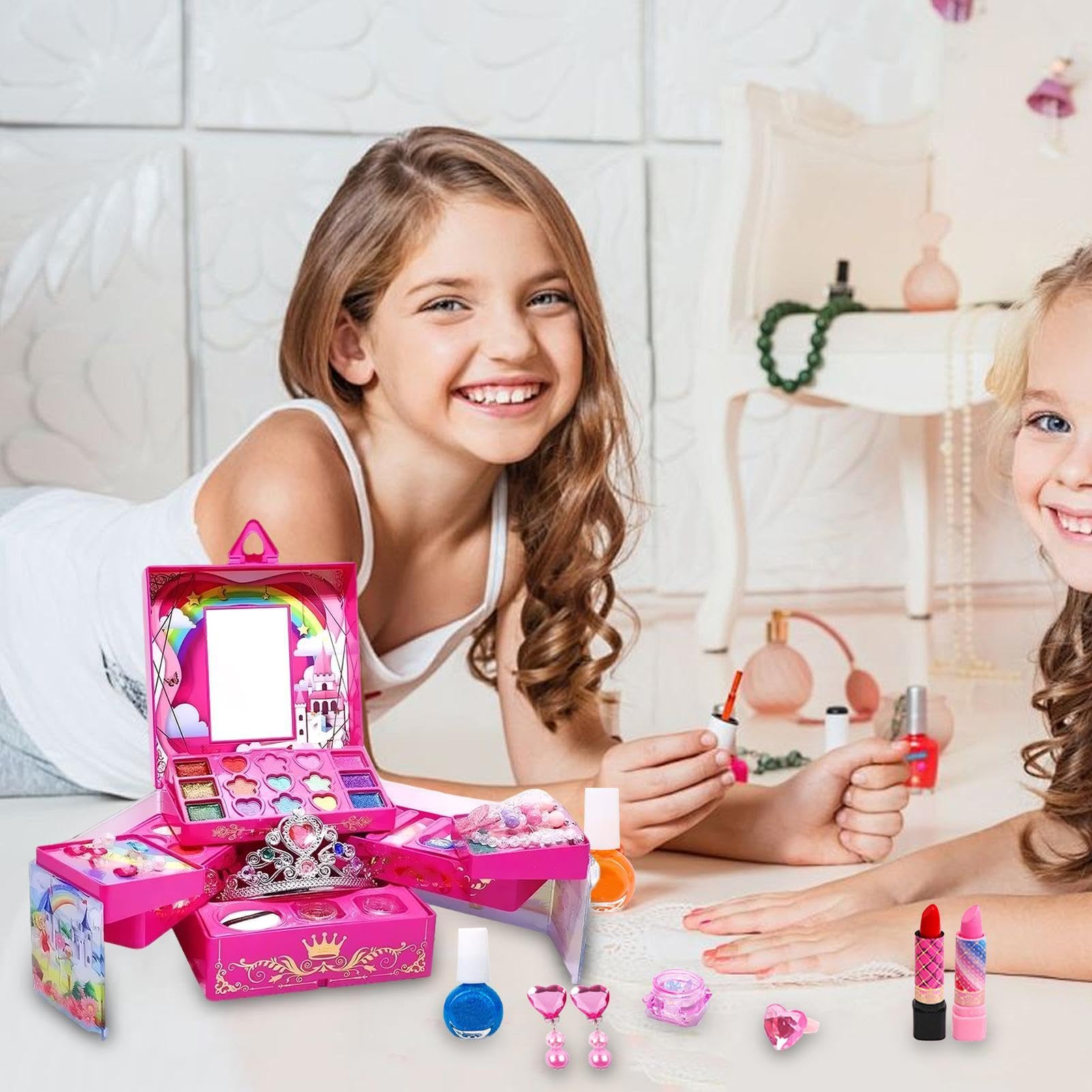 Set di trucchi per bambini per bambine, kit di cosmetici veri | set di trucco per bambini per Natale e compleanno, per bambine 3 ai 12 anni