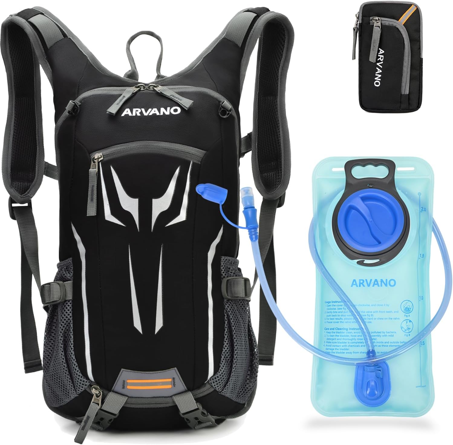 Hydration Backpack with 2L Water Bladder & Rain Cover, Lightweight Waterproof Cycling Rucksack for Hiking, Running, Skiing, Mountain Biking, Outdoor Sports for Men Women