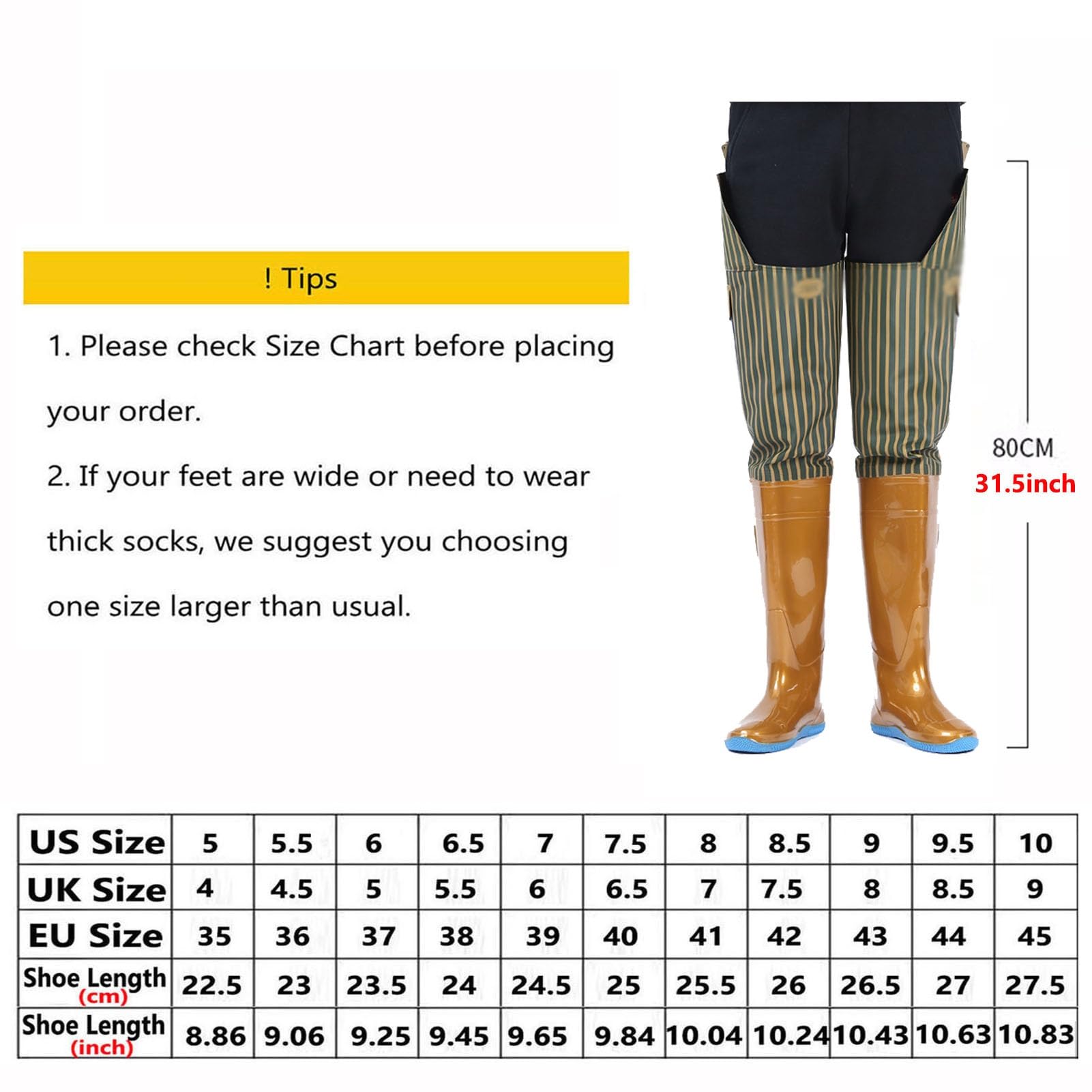 Waders Pesca Stivali da Pesca da Uomo E da Donna, Leggeri E Impermeabili in PVC con Tasca E Suola Spessa Antiscivolo Oxford