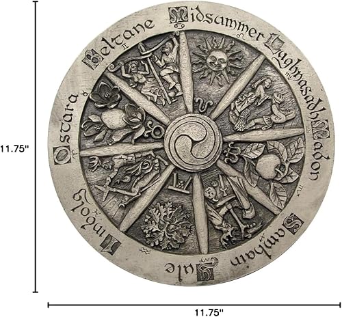 Miniatura 5 de Dryad Design Placa de rueda del año 11.5 pulgadas, decoración grande para colgar en la pared (acabado de piedra)