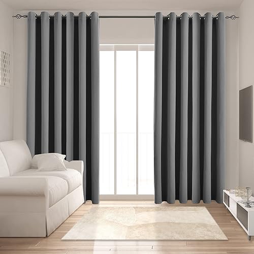 Miniatura 38 de Cortinas Opacas para Dormitorio con Aislamiento Térmico de Ojales Sólidos para Ventana Extra Anchas para Puerta Corredera, Juego de 2 Paneles de