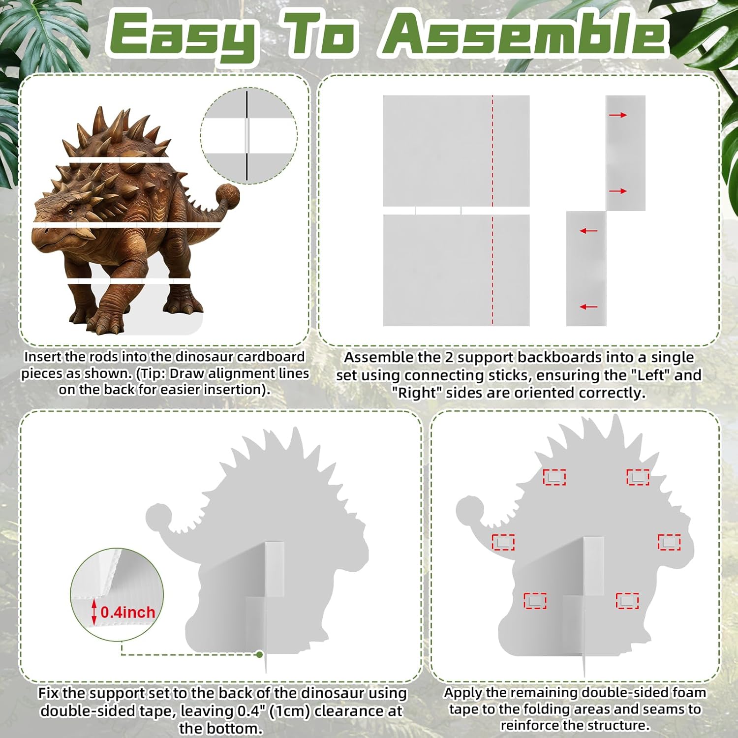 4Ft Ankylosaurus Dinosaur Cardboard Cutouts Standup, Life Size Dinosaur Photo Prop Carnotaurus Standee for Party Decorations, Stage Backdrop, Dino Themed Birthday Decor