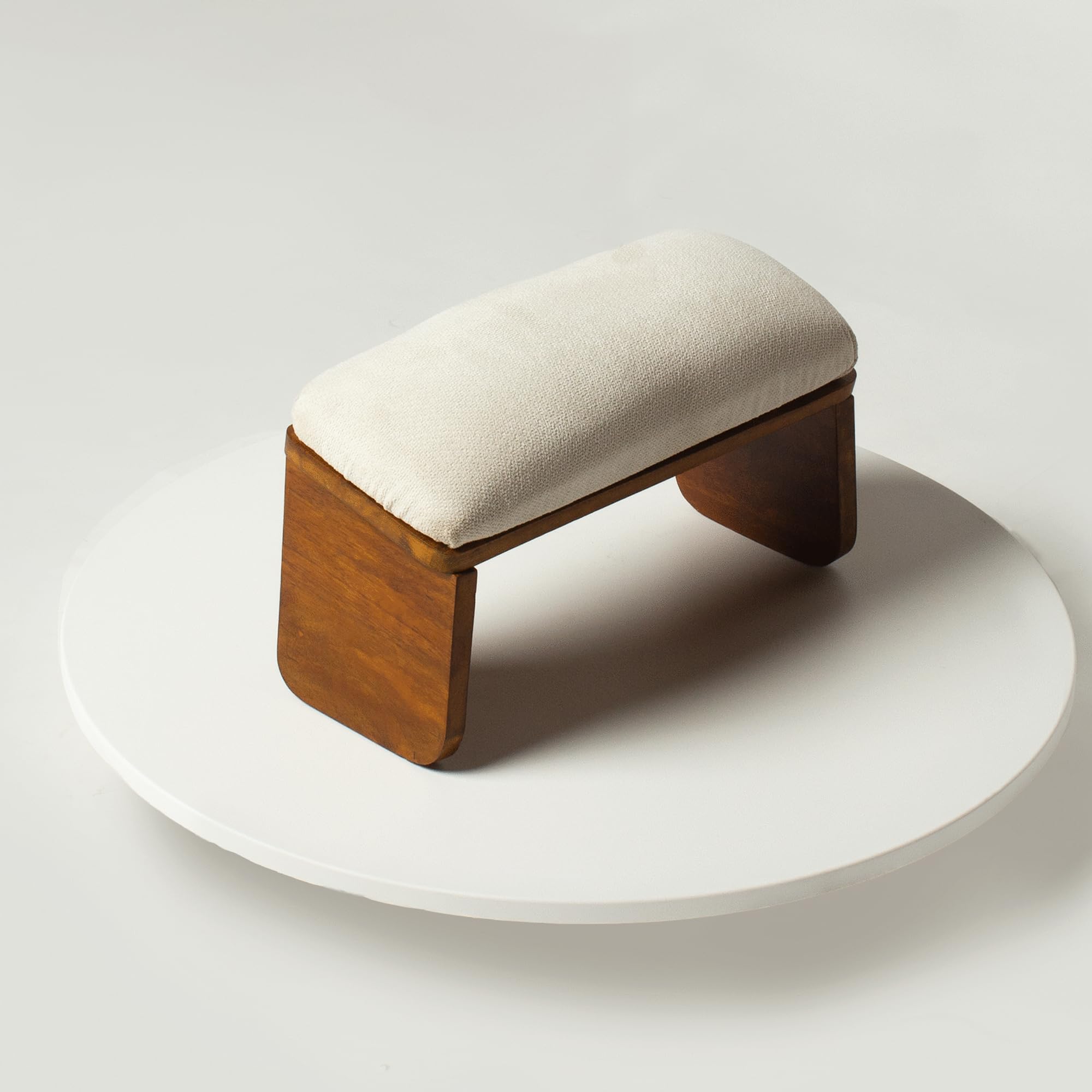 Solid Wood Meditation Stool with Upholstered Cushion – Ideal for Yoga, Prayer & Long Sitting