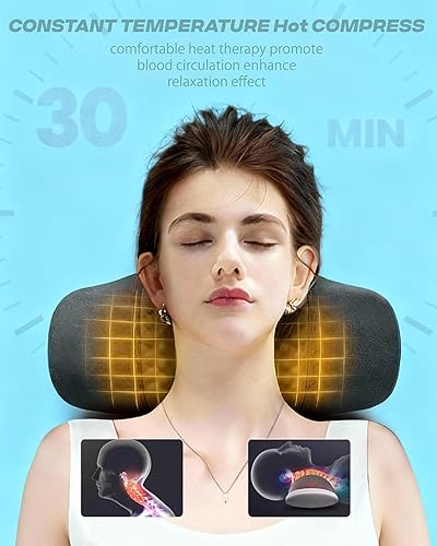 Miniatura 3 de Almohada masajeadora de cuello con calor y vibración para aliviar el dolor de tejido profundo, almohada de masaje de cuello 2 en 1, masajeador
