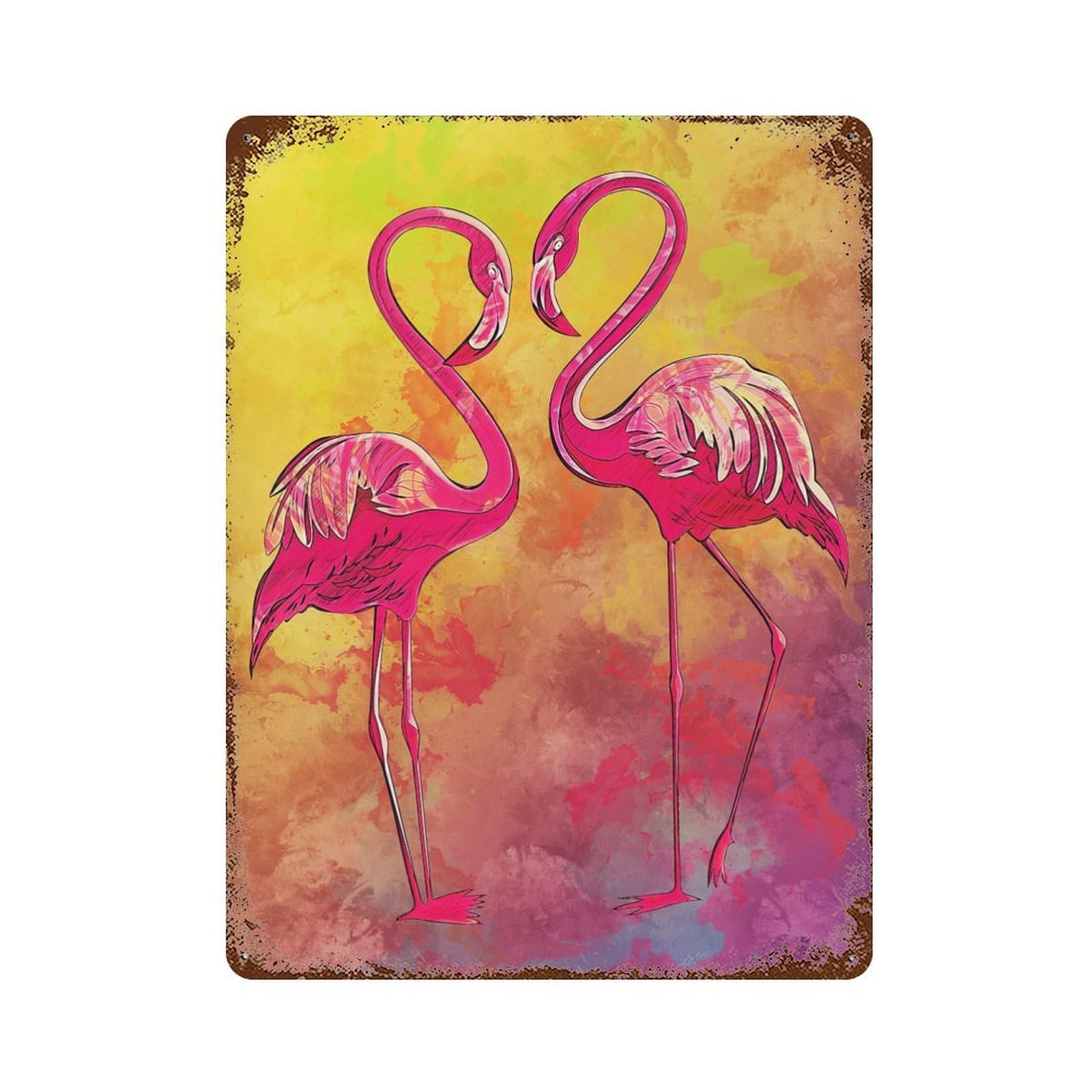 Flamingos Decorative Tin Sign 15.7"x11.8", Vintage Wall Decor for Garage, Pub Or Kitchen