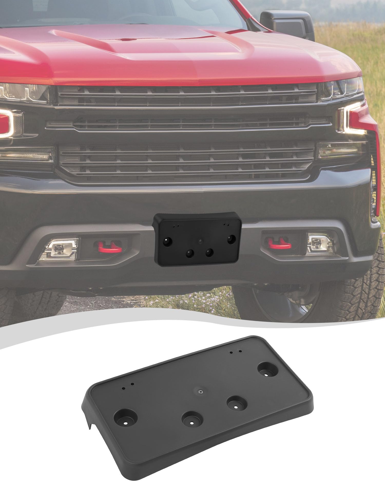 Hoolcar Front License Plate Frame Car License Plate Mounting Bracket Holder Compatible with Chevrolet Silverado 2019-2022, Exterior Accessories, Black