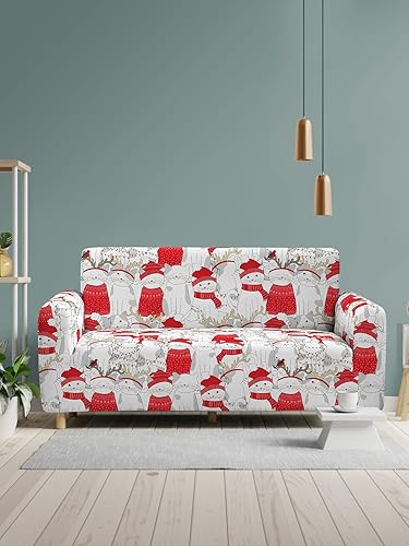 ABZEKH Funda para sofá, decoración de Navidad, 1 unidad, diseño de gato de Navidad, funda elástica para sofá, adornos de Navidad (color multicolor, disponible en Yaxa Colombia