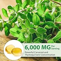 Vista 2 de Cápsulas blandas de aceite de orégano de 6000 mg, 120 unidades 2 en 1 formulado con aceite de semilla negra de 200 mg, cápsulas de aceite