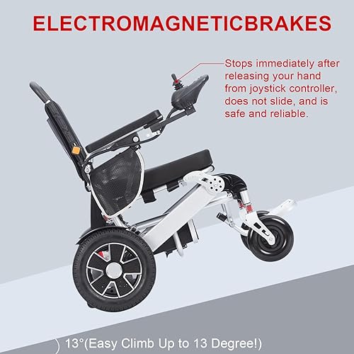 Miniatura 4 de Silla de ruedas eléctrica plegable ligera, portátil, sillas de ruedas para adultos, silla de ruedas motorizada todo terreno para personas mayores,