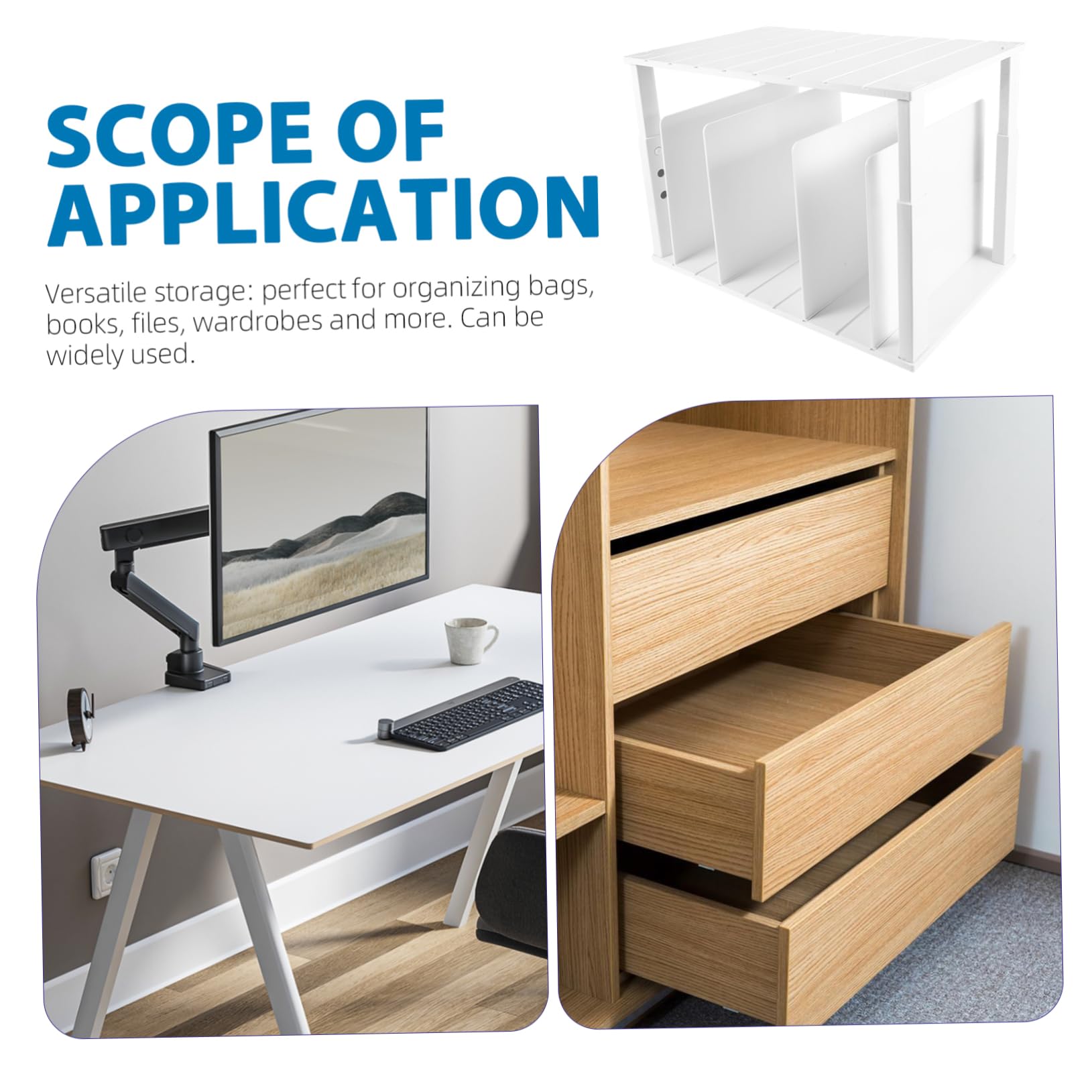 Organizador de Armario de Doble Capa Blanco 4 Separadores Abs | Divisor de Estantes Ajustable, Bordes Redondeados sin Rebabas, Base Estable Antideslizante