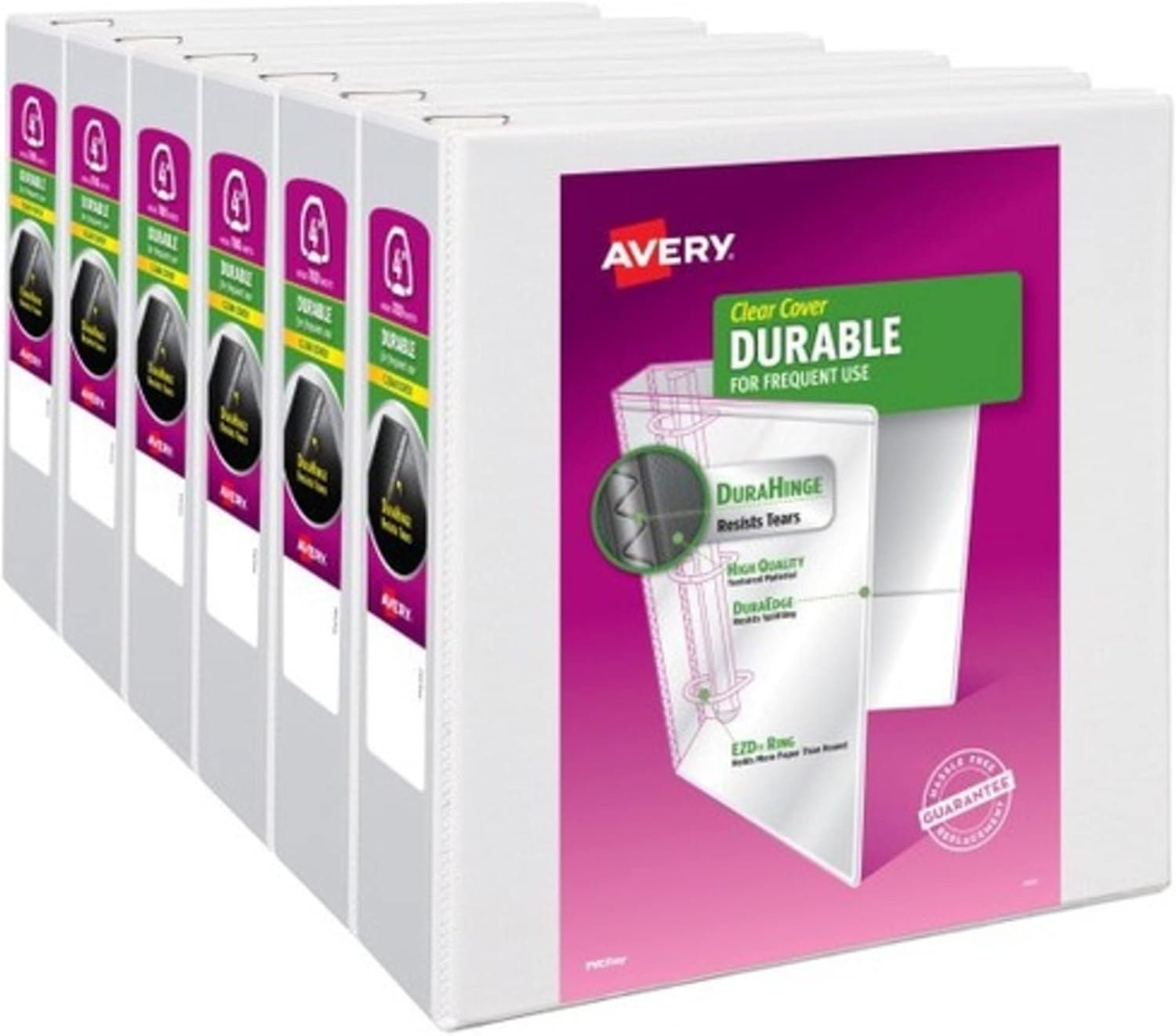 Avery Durable Storage View Slant Ring Binder, White, 4 Inch (9801)